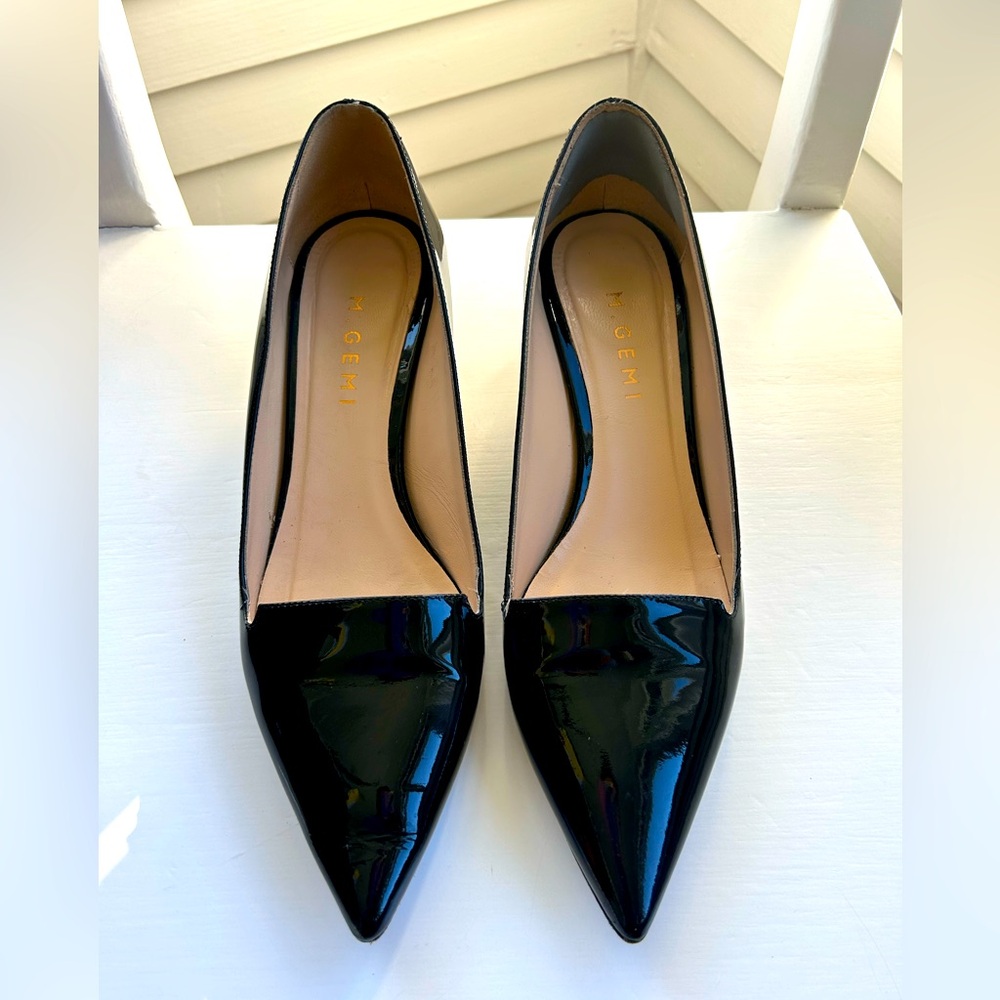 Italian Made Black Patent Leather Kitten Heels